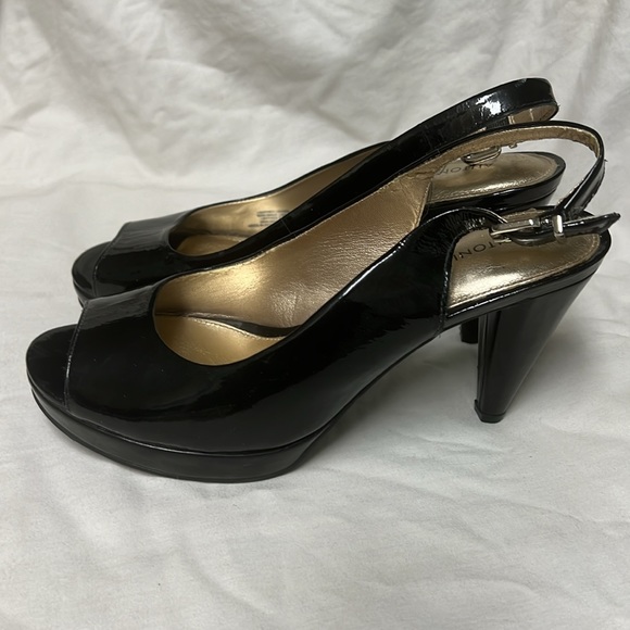 Antonio Melani, Black, SlingBack, Open Toe Heels, 8M - Picture 4 of 13
